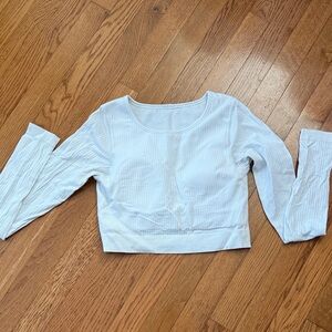 lululemon athletica White Ribbed Long-Sleeve Crop Top